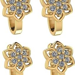 Gold Plated Sania Mirza Style Ad Nosepin Bali Press bali Without Piercing Clip on Pressing Type Nose Ring Pin Stud for Women and Girls Combo Pack of 4-picture-18