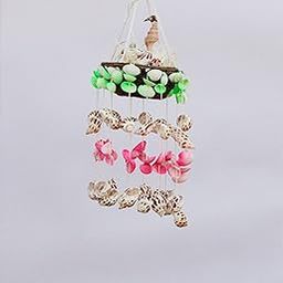 Shellkrafts 15 Inches Sea Shell Wind Chime for Home Decoration | Balcony & Garden | Soothing Rain Sound & Very Lucky According to Vastu | Attracts Good Luck | Postive Energy (Pink & Green)-image-94
