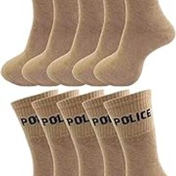 Men's Mid-Calf Solid Cotton Khaki Multicolored Police Casual Socks (Freesize, Pack of 10 Pairs)-image-29