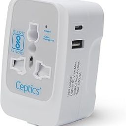 Ceptics Universal Travel Adapter with Type C, 3 in 1 Universal Adapter Plug, Travel Accessories with 1 USB, 1 USB-C with 2.4A,Travel Adaptor International All in One-7