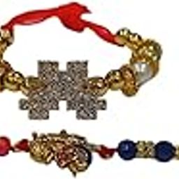 Elegant Bhaiya Bhabhi Rakhi Set with Traditional Designs, Colorful Threads, and Decorative Elements-image-84