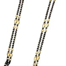 Gold Tradition Designer and Stylish Gold Plated 30 inch long Tanmaniya for Women/Girls Brass Mangalsutra Desihn no Mangal10 COMBO OF 2-image-47
