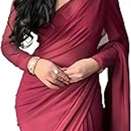 Women's Plain Georgette Ready To Wear One Minute Saree With Unstitched Blouse Piece (B-RTW Kalki)-image-57