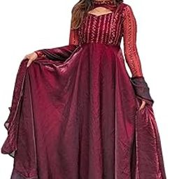 Women's Silk Heavy Embroidery Sequence Work Long Anarkali Kurti with Pant and Dupatta Set-image-82