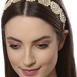 Floral Shape Kundan Studded Metal Hairband for Women, Pack of 1 - Gold-image-47