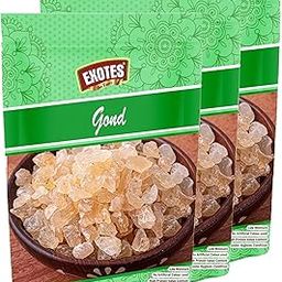 Exotes Gond Katira 600 Grams ( 3 X 200 Grams) | Tragacanth Gum Crystals | Kathila Gum | High Cooling Properties | 100% Natural | Badam Gond for Smoothies & Falooda Summer Drinks 600 Grams ( 3 X 200 Grams)-image-28
