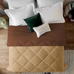 Filbert - King Size Comforter Duvet Insert - Reversible Comforters, All Season Down Alternative|King Size (90"x104") Inch Bedding Comforter with Corner Tabs - Beige/Chocolate-32