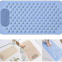Anti Slip Bath Mat for Bathroom – Non Slip Shower Mat with Foot Scrubber, Bath Mat with Scrubber for Bathroom Safety (70 X 35 CM)-image-0