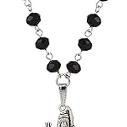Hindu Religious Shiv-Shankar Silver Stainless Steel Pendant Chain For all Men and Women | Stylish & Fancy Neckpiece for All Ocassion | Black-image-94