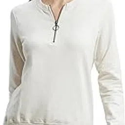 jockey UL11 Women's Super Combed Cotton Elastane Stretch Melange Sweatshirt with Round Neck Half Zip-picture-25