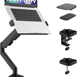 Deskello Elevate Pro - Heavy-Duty Laptop Mount (11"-17.3" - max. 26lbs) Full Motion Gas Spring Arm Stand - 2-in-1 Monitor Mount (17"-40") - Clamp & Grommet Base with Steel Plates for Desk Protection-10