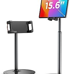 SAIJI Tablet Cell Phone Stand Holder, Height Adjustable, 360 Degree Rotating, Aluminum Alloy Cradle Mount Dock Compatible for All Tablets, Nintendo Switch, Kindle, eBook Reader (4-13 inch) (Black)-image-72
