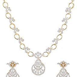 Sparkling Essentials Florinelle American Diamond Necklace Set For Women|CZ Jewellery Set|Wedding|Western|Stylish|Valentine's Day Gift|Gift For Women & Girls|-image-19
