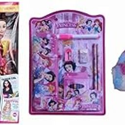 TINYKAD Barbie Doll Set_Stationary Set_Sling Bag| 11 inch Doll Toy Set| Doll with Movable Hands| Combo Gift for Girls of Age 3+ (Combo 3- Barbie Set with Stationary Kit and Sling Bag)-0