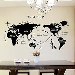 Decals Design 'World Map' Wall Sticker (PVC Vinyl, 90 cm x 60 cm, Black)-image-91