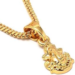 JewarHaat Pendant Ganesh Ji Locket Chain Gold Plated Rich Look Long Size Jewelry for Men Women, Boys Girls, Unisex-image-94