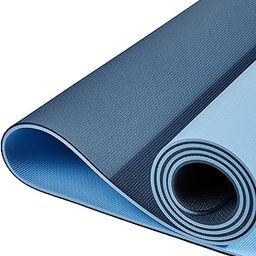 AmazonBasics Dual Colour Yoga Mat | 6 MM Thick Mat | Carry Strap | Grippy Surface | Anti Slip Exercise Mat | TPE & EVA Material-image-48