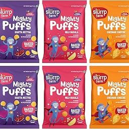 Slurrp Farm Mighty Jowar Puffs | Khatta Meetha, Mild Masala and Cheddar Cheese | Not Fried, No Maida | Healthy Snacks for Kids, School Tiffin and Travel-Friendly | 6 x 20g packs-image-98