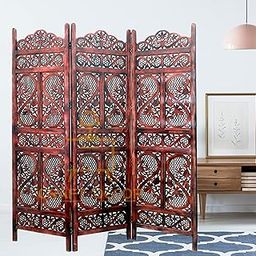 CRAFT DECOR Wooden Partitions for Living Room,Wood Room Divider Partition, 3 Panels Modern Room Separators Screen Panel for Living Room, Bedroom, Office and Restaurant(Brown)-image-6