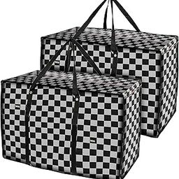 Storite 2 Pack Multi-Purpose Plastic Heavy Duty 145 L Moisture Proof Jumbo Size Underbed Storage Bag/Toys/Stationery Paper/Clothes Storage Bag/Moving Bags with Strong Handle (88x59x28cm, Grey)-1