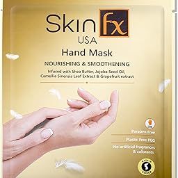 Skin Fx Hydrating Hand Sheet Mask (Gloves) with Shea Butter, Jojoba Oil & Tea Tree Oil for Moisturising, Nourishing & Smoothening for Instant Baby Soft Hands | Evens Out Skin Tone | (Pack of 1)-56