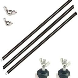 PICPRO Multi Purpose Metal Curtain Rod Set (3x3Ft) – Heavy Duty Curtain Rod Pipe with Adaptors & Flynuts – To Convert Light Stand Into Backdrop System And Use With Background System (Black)-image-95