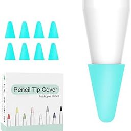 OJOS 8 Pcs Silicone Pencil Nib/Tip Protector Cap for Drawing Noiseless Compatible for Apple Pencil 1st/2nd Replacement Non-Slip Writing Nib/Tip Protector (Mint Green)-picture-1