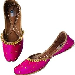 Pink Ghungroo Jutti for Women | Soft Leather ethnic Juttis | Bite and Pinch Free Jutis | Ladies Juti | Casual Flat Stylish Mojari for wedding | Ethnic stylish Flats for Girl | Bridal Mojdi for women-image-96