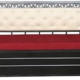 Design HUB1 3 Seater Metal King Size Sofa Cum Bed with Hydraulic Storage Bed Texture Finish - (Red - White)-50