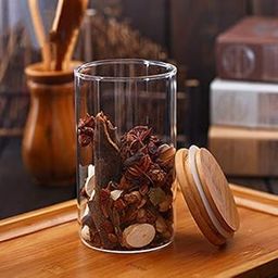 Manekk World Kitchenware Kitchen Storage Borosilicate Glass Jar Container with Air Tight Bamboo Wooden Lid, Crystal Clear (1400ML)-image-50