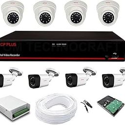 CP Plus Astra HD 8 Channel DVR with 2.4 MP 4 Dome & 4 Bullet Cameras + 2 TB Surveillance HDD + (3+1) Cable 90 Mtr + 8 CH Power Supply + BNC & DC Full Combo Kit-2