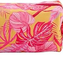 Fusionkaari Chic Eco-Chic| Pink Leaves Print | Versatile Multi-Use Utility Pouch- Premium Holland Fine Velvet Material for Cosmetics, Makeup Brushes - Stylish Organizer for Women-image-0