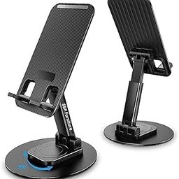 SBF Furniture 360° Rotating Mobile Stand for Desk, Adjustable Height & Angle, Stable Metal Base, Foldable Phone Holder for Smartphones, Tablets, iPad & Kindle - Rotatable & Foldable (Black)-15
