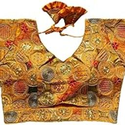 Women's Blouse Readymade Blouse Embroidery Multi Coding Gold Thread and Multicolor dhaga Work Handwork Readymade Saree Blouse for Women for Saree and Lehenga Choli (VF2420 Parent)-57