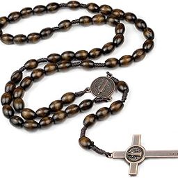 Rosary Catholic Necklace, Brown Wooden Prayer Beads with Holy Cross Pendant, Versatile Catholic Rosary for Men and Women, Durable Religious Accessory for Daily Prayer and Decoration-image-97