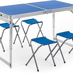 Corvids 4 Feet Multipurpose Aluminium Folding Camping Table with 4 Oxford Mat Chairs & Carrying Handle | Height Adjustable Table for Picnic, Hiking, Garden, Outdoor & Indoor Use-image-28
