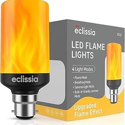 eclissia Flame Effect Light Bulb, Flicker Lighting Feature,4 Modes Flickering Bulbs with Upside Down Effect,B 22 base,Flame Bulb for Diwali.-26