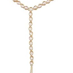 Traditional Gold Plated Kundan Hath Punja Adjustable Chain Bracelet with Ring for Women (PIJ010W) (White)-image-25