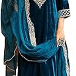 Women's Velvet Kurta and Pant with Dupatta Set-image-13