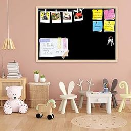 ArtzFolio Greys Family Black Colour | Bulletin Board Notice Pin Board | Vision Soft Board Combo with Thumb Push Pins & Sticky Notes | Natural Brown Frame | 18 x 12 inch (46 x 30 cms)-image-20