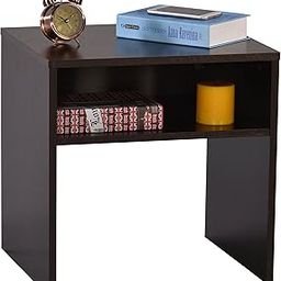DeckUp Lexis Engineered Wood Bedside Table and End Table (Dark Wenge, Matte Finish)-30