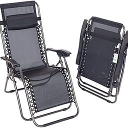 STAR WORK Zero Gravity Rest Patio Resin Recliner Folding Lounge Chair with Removable Pillow (Multicolor)-image-35