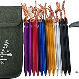 TWAITU Multifunctional Tent Fixing kit Includes 12pcs Colorful Aluminum Alloy Floor Nails, 1pc Nail Puller, and 1pc Oxford Cloth Storage Bag-image-74