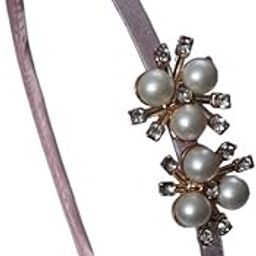 Floral hairband Flower Hair Band flower hair accessories Head Band floral for Women and Girls Tiara for women wedding - LIGHT PINK Hairband With Artificial Pearl design : 1 Pc-image-87