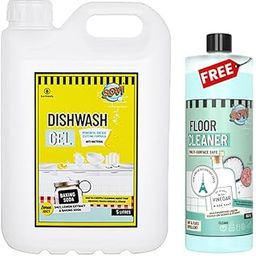 Dishwash Gel Liquid With Baking Soda, Salt & Lemon Extract 5 Ltr And Get 950 ml Ant Repellant Floor Cleaner Free, Child Safe, Pet Safe - (Combo Pack of 2)-image-42