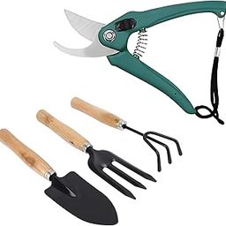 Oblivion Gardening Tool Set 4 Pcs – Pruner Shears, Hand Cultivator, Trowel & Fork with Wooden Handle for Planting, Weeding, Pruning & Soil Maintenance, Farming Equipment & Essential Garden Kit-20