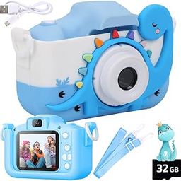 Wembley Dinosaur Kids Camera Toys 3-8 Years Old Boys Girl Gift 32GB SD Card 1080P HD Video Adorable Selfie Digital Toddler Camera for Kids Birthday Gift for 3 4 5 6 7 8 Years Old Girl Boys-10