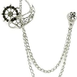 Anchor With Wheel And Hanging Tassel Chain Collar Pin Brooch, Suit Stud, Shirt Studs, Lapel Pin Accessories for Men Women-image-53