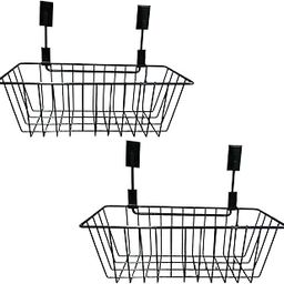 Go Hooked Metal Wire Multipurpose Over Door Basket Hanging Cabinet Storage Organizer Bin for Kitchen Pantry Bathroom Black Space Saving Durable Heavy Duty Compact and Durable Set of 2-picture-18