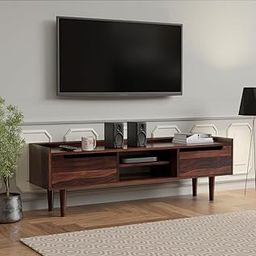 Jdav Solid Sheesham Wood TV Unit for Bedroom - 2 Shelves, and 2-Door Storage TV Unit - Premium Wooden Tv Unit Fits up to 55-Inch TV (Design 4)-image-52
